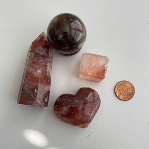 4 piece fire quartz crystal lot
